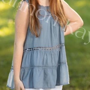 denim flowy loft tank XS